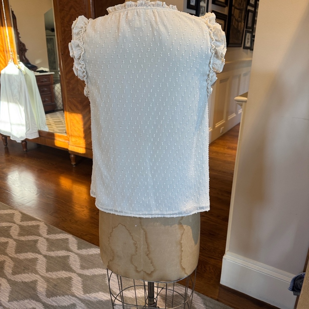 Greylin Ivory Textured Ruffle Blouse - Picture 7 of 8